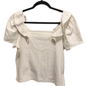 Madewell Cream Ruffle Sleeve Blouse